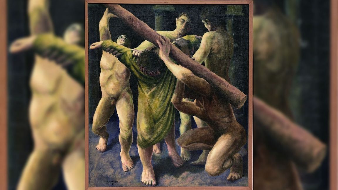 Stazione II – Gesù schiacciato da quel legno